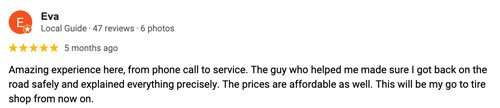 Eva-quote-500 OKC Tires and Wheels google review