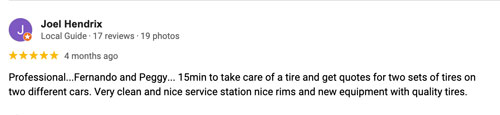 joel-quote500 OKC Tires and Wheels google review